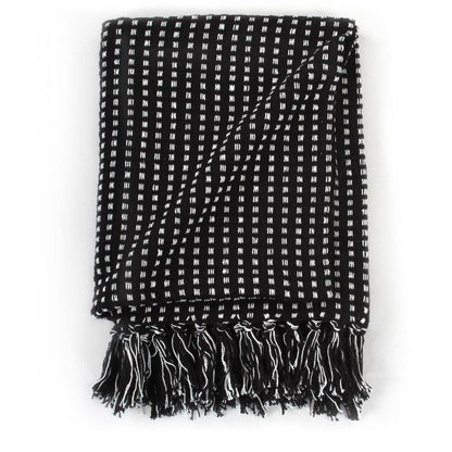 Throw Cotton SquaresBlack