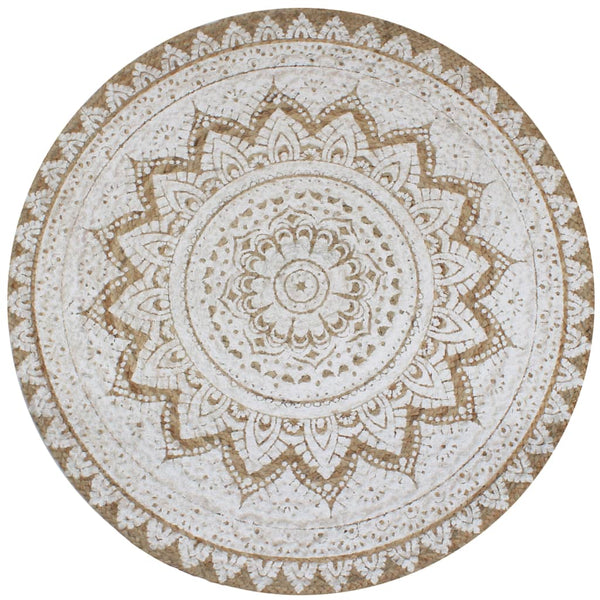  Area Rug Braided Jute Printed 150 cm Round