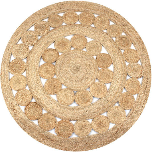 Area Rug Braided Design Jute 150 cm Round