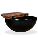 Coffee Table Solid Reclaimed Wood Black Bowl Shape