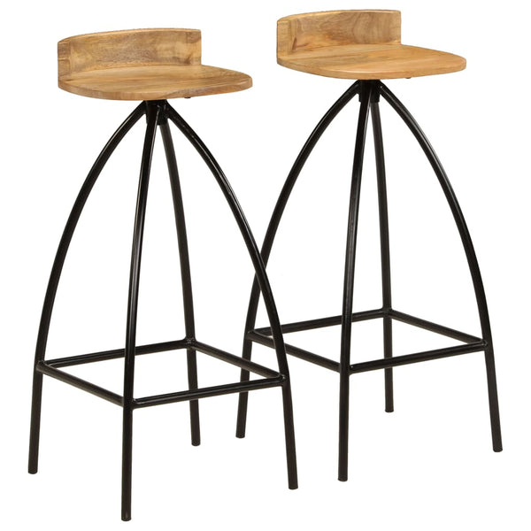  Bar Chairs 2 pcs Solid Mango Wood