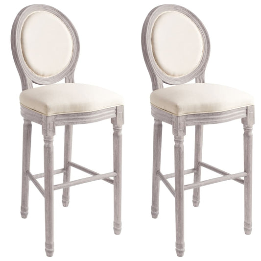 Bar Chairs 2 pcs White Linen - Cream White