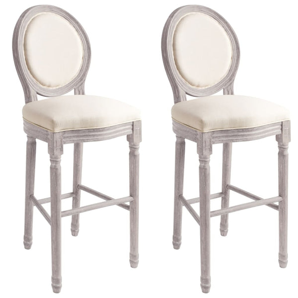  Bar Chairs 2 pcs White Linen