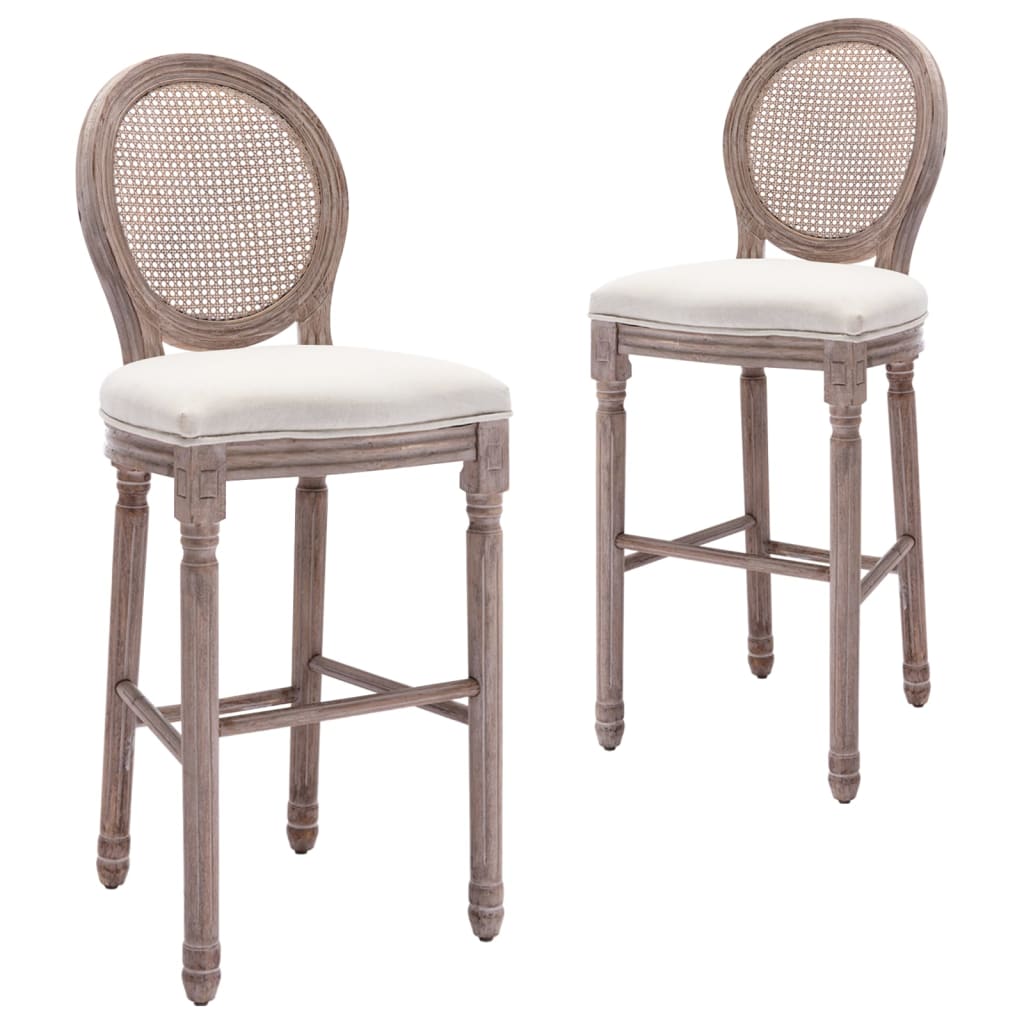 Bar Chairs 2 pcs White Linen - 48×52×123cm