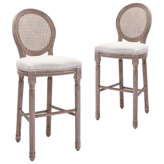 Bar Chairs 2 pcs White Linen - 48×52×123cm