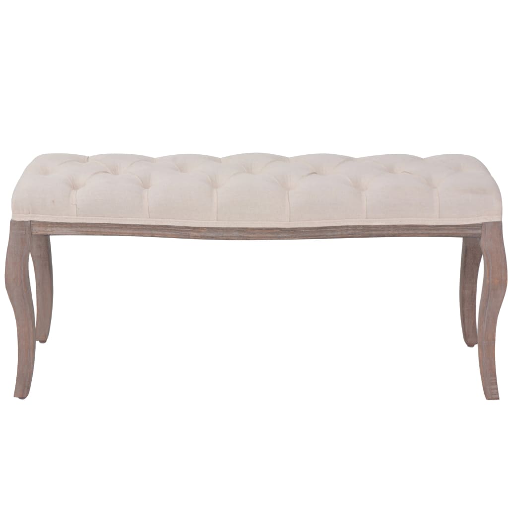 Bench Durable Linen Solid Wood Cream White