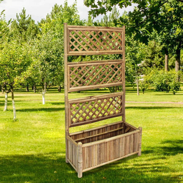  Garden Planter with Trellis Bamboo 70 cm
