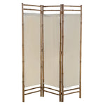 Folding 3-Panel Room Divider Bamboo and Canvas 120 cm