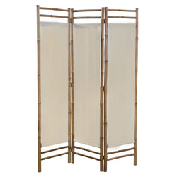 Folding 3-Panel Room Divider Bamboo and Canvas 120 cm
