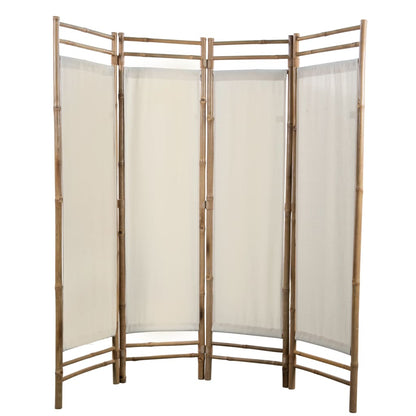 Folding 4-Panel Room Divider Bamboo and Canvas 160 cm