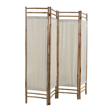 Folding 4-Panel Room Divider Bamboo and Canvas 160 cm