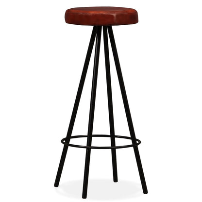 Bar Stools 2 pcs Real Leather - Brown And Black