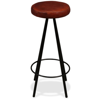 Bar Stools 2 pcs Real Leather - Brown And Black