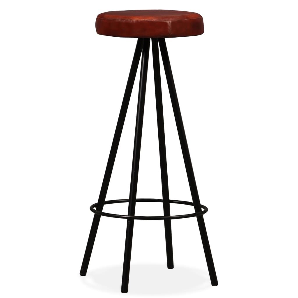 Bar Stools 4 pcs Real Leather - Brown And Black