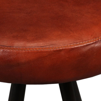 Bar Stools 4 pcs Real Leather - Brown And Black