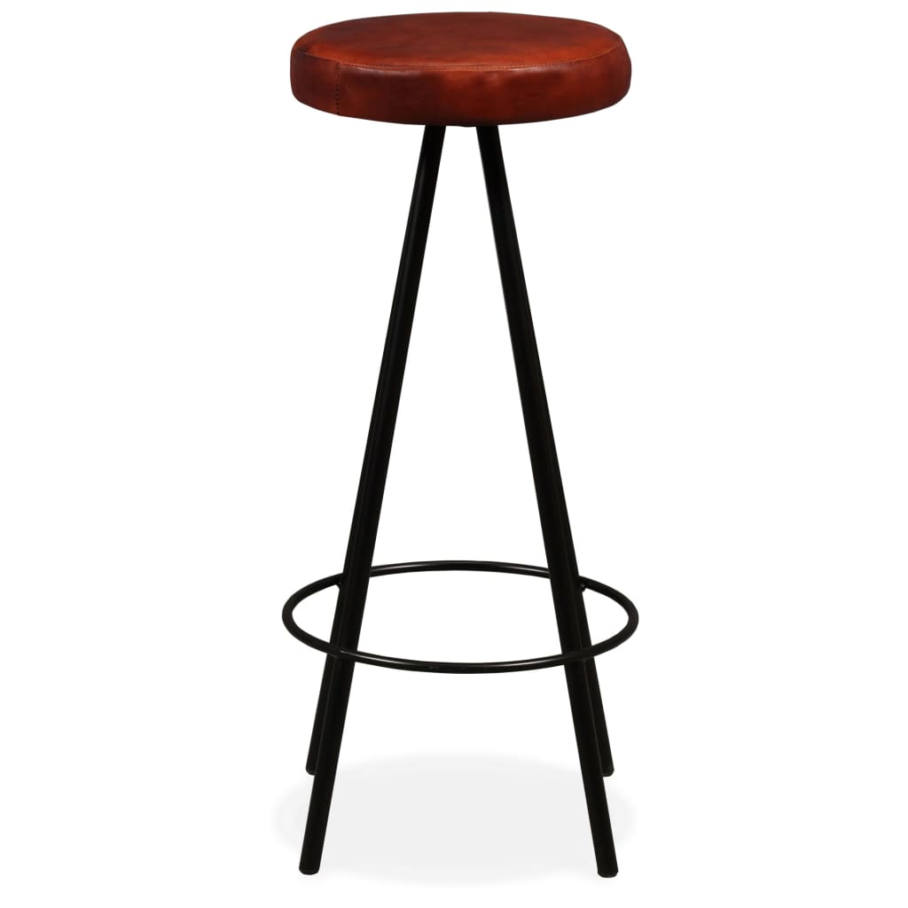 Bar Stools 4 pcs Real Leather - Brown And Black