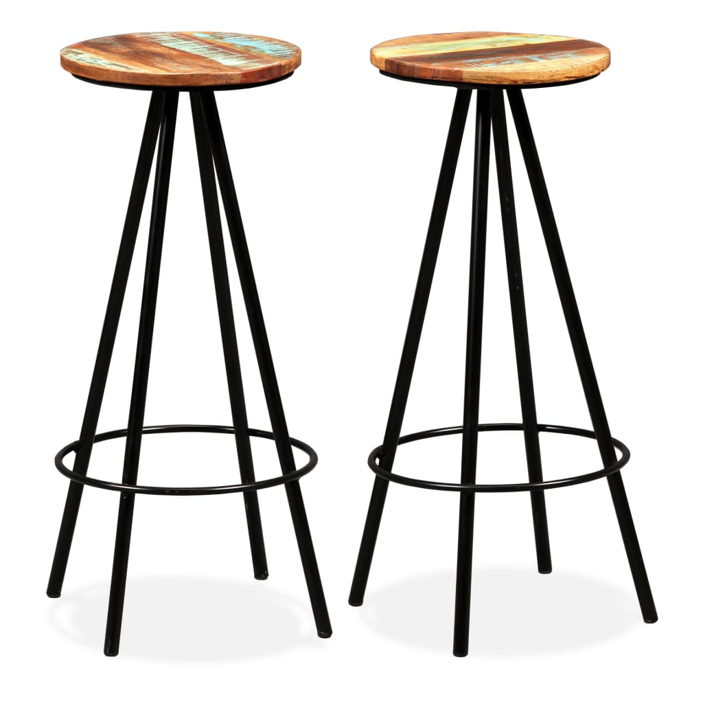Bar Stools 2 pcs Solid Reclaimed Wood - 30×76cm