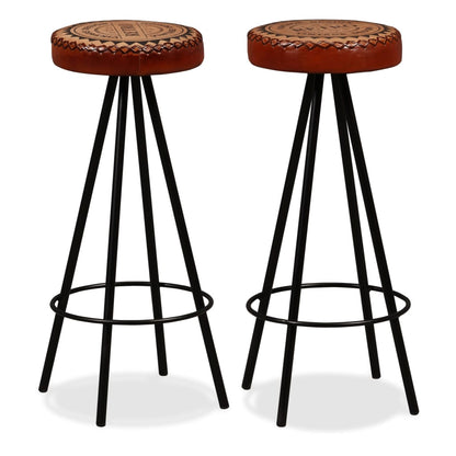 Bar Stools 2 pcs Real Leather - 30×76cm