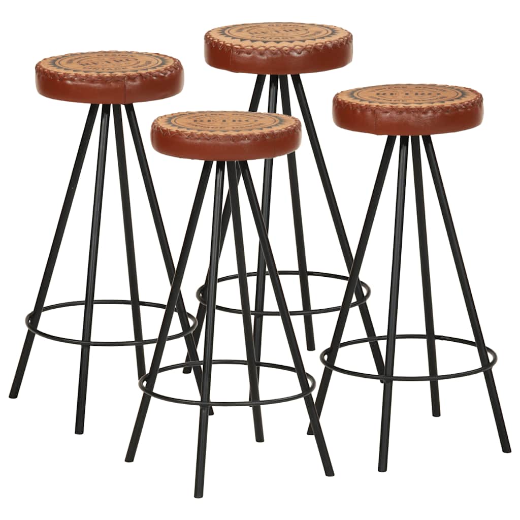 Bar Stools 4 pcs Real Leather - 30×76cm