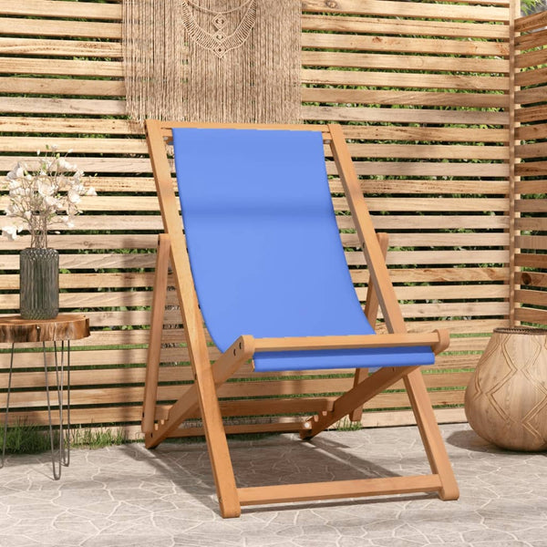  Deck Chair Teak 56x105x96 cm Blue