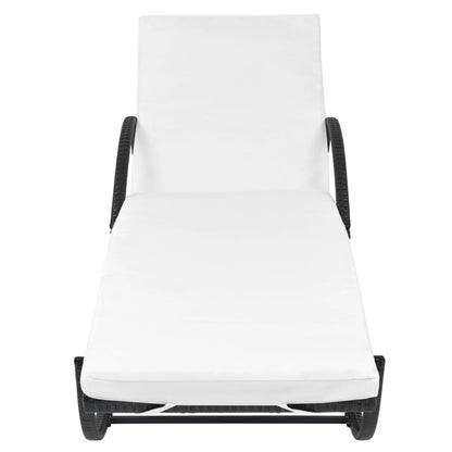 Sun Loungers 2 pcs with Table Poly Rattan Black - 193×64×56cm