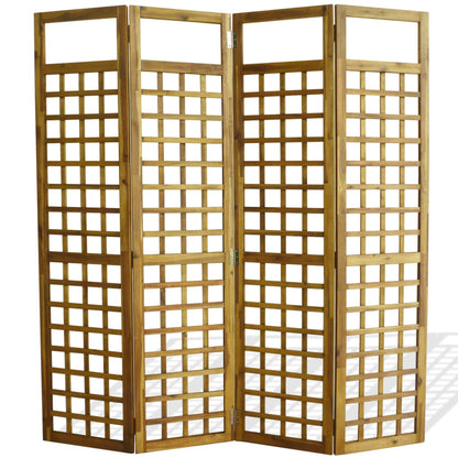 4-Panel Room Divider / Trellis Solid Acacia Wood