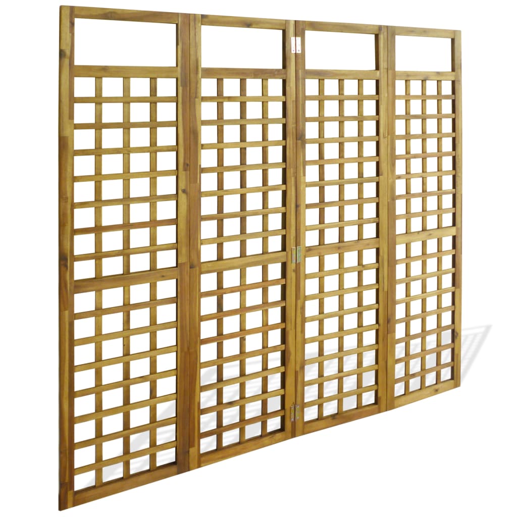 4-Panel Room Divider / Trellis Solid Acacia Wood
