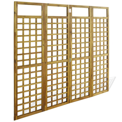 4-Panel Room Divider / Trellis Solid Acacia Wood