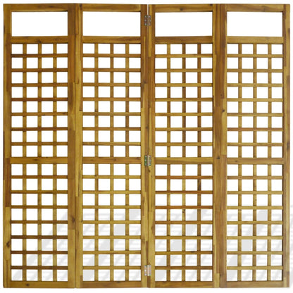 4-Panel Room Divider / Trellis Solid Acacia Wood