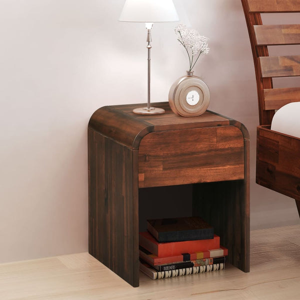  Nightstand Solid Acacia Wood