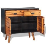 Sideboard Solid Acacia Wood Brown and black