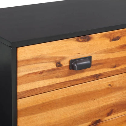 Sideboard Solid Acacia Wood Brown and black