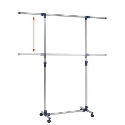 Adjustable Clothes Rack Stainless Steel Silver