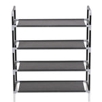 Shoe Rack with 4 Shelves Metal and Non-woven Fabric Black