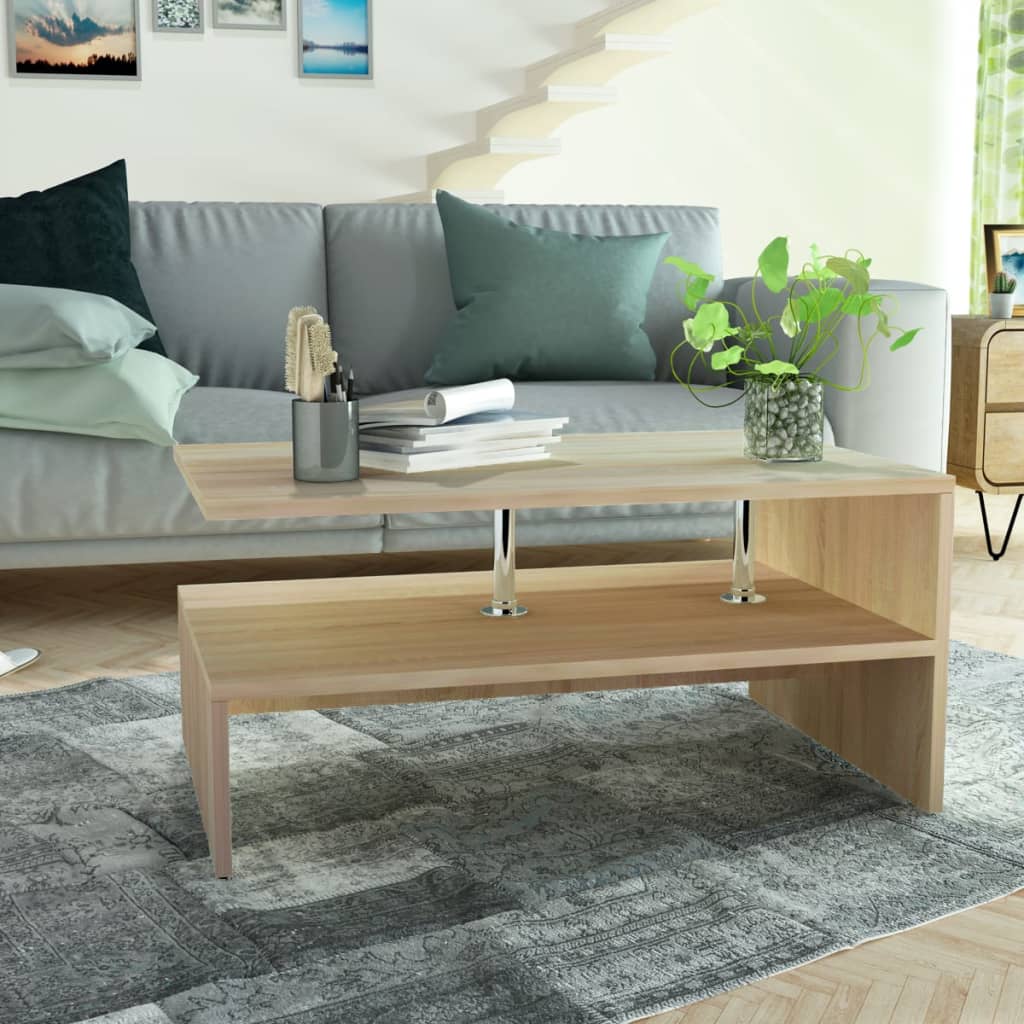 Coffee Table Chipboard Oak - 90×59×42cm