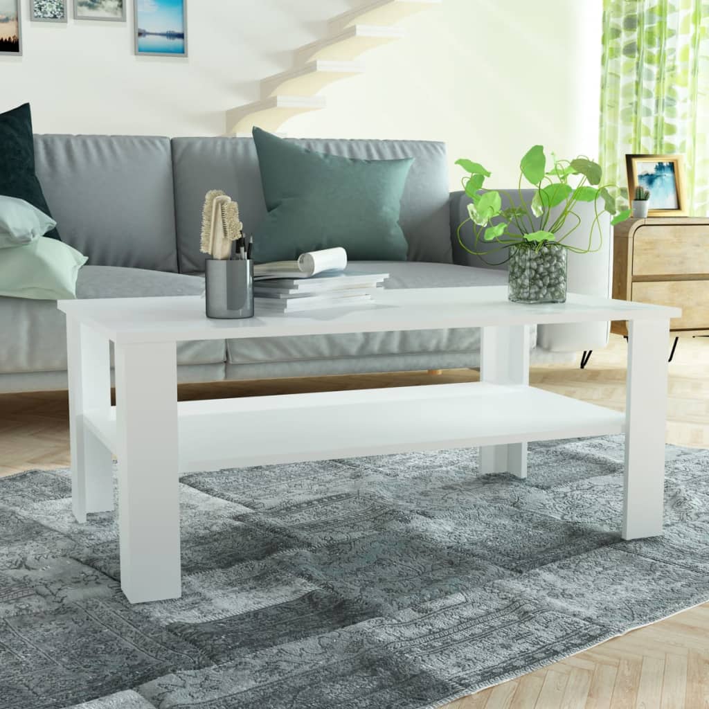 Coffee Table Chipboard, White - 100×59×42cm