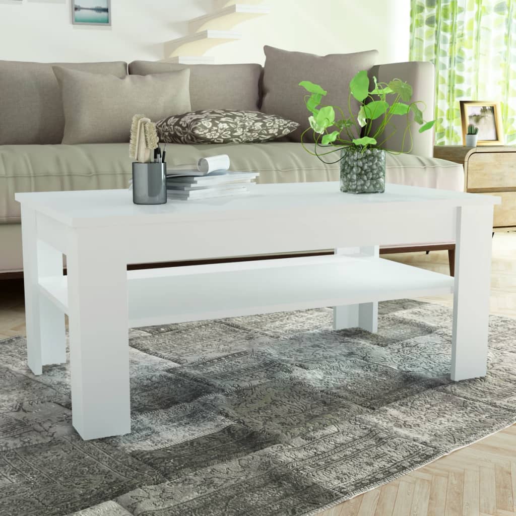 Coffee Table Chipboard, White - 110×65×48cm