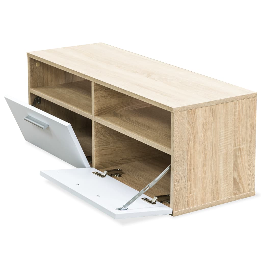 TV Cabinet Chipboard Oak and White