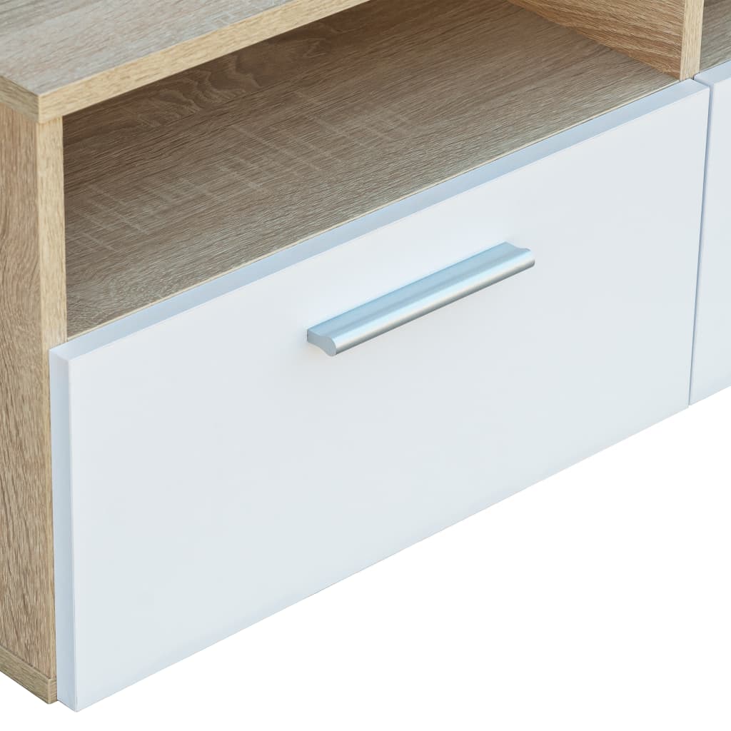 TV Cabinet Chipboard Oak and White