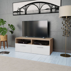 TV Cabinet Chipboard Oak and White