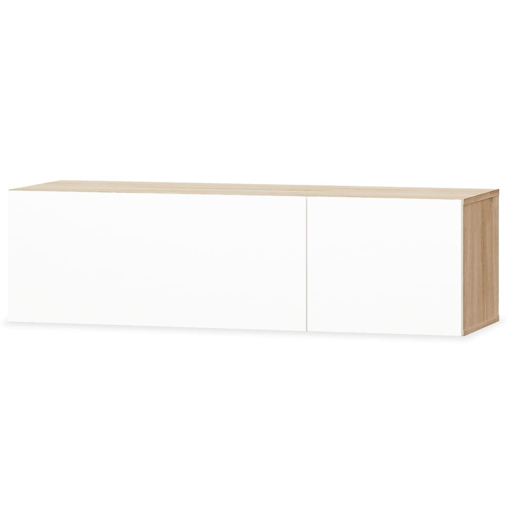 TV Cabinet Chipboard High Gloss White and Oak