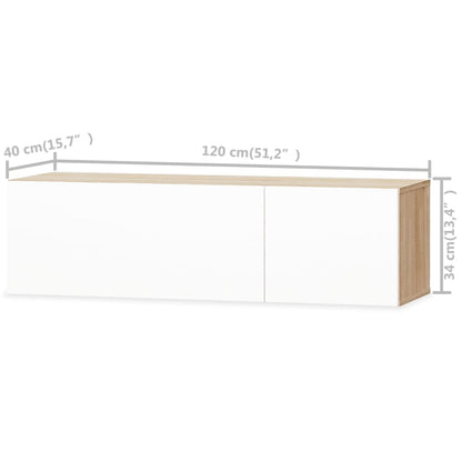 TV Cabinet Chipboard High Gloss White and Oak
