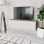 TV Cabinet Chipboard High Gloss White and Oak