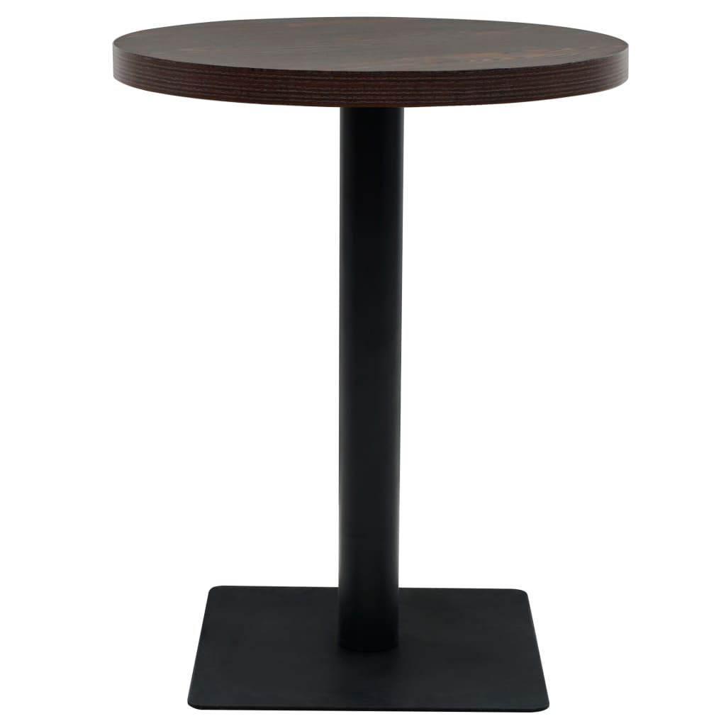 Bistro Table MDF and Steel Round Dark Ash Black