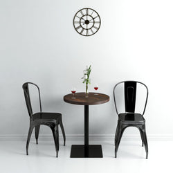 Bistro Table MDF and Steel Round Dark Ash Black