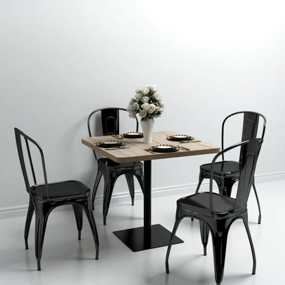 Bistro Table MDF and Steel Square Oak Colour