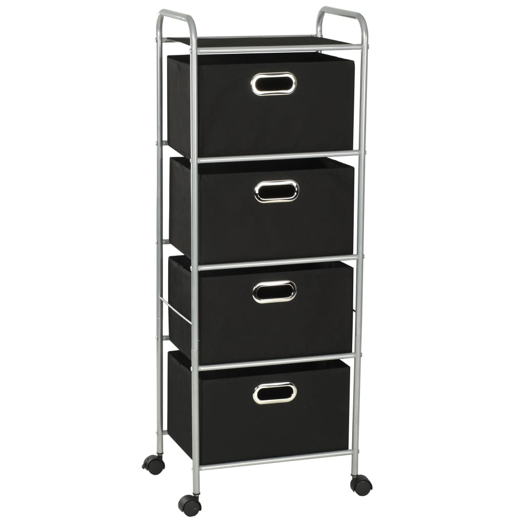 Shelving Unit with 4 Storage Boes Steel and Non-woven Fabric