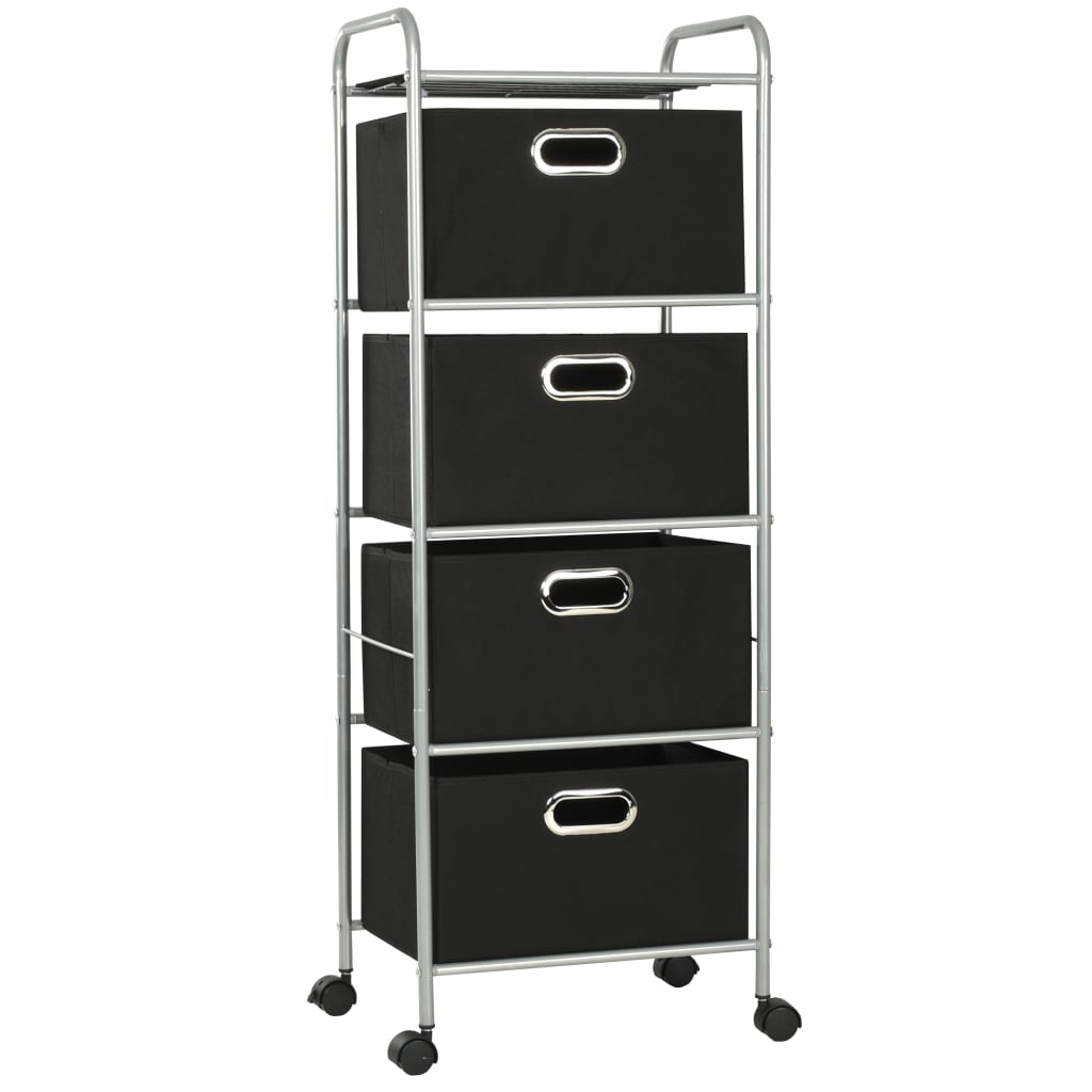 Shelving Unit with 4 Storage Boes Steel and Non-woven Fabric