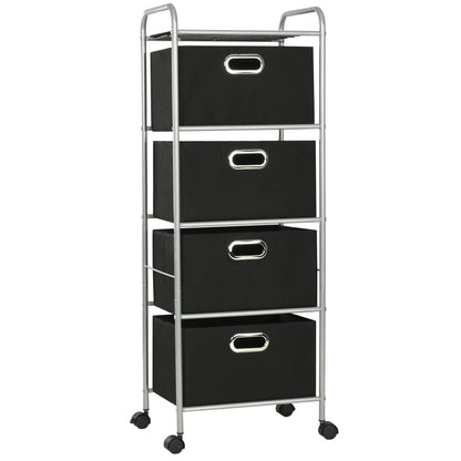 Shelving Unit with 4 Storage Boes Steel and Non-woven Fabric