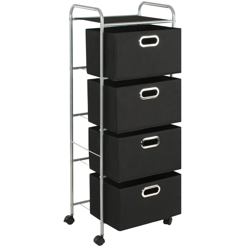 Shelving Unit with 4 Storage Boes Steel and Non-woven Fabric